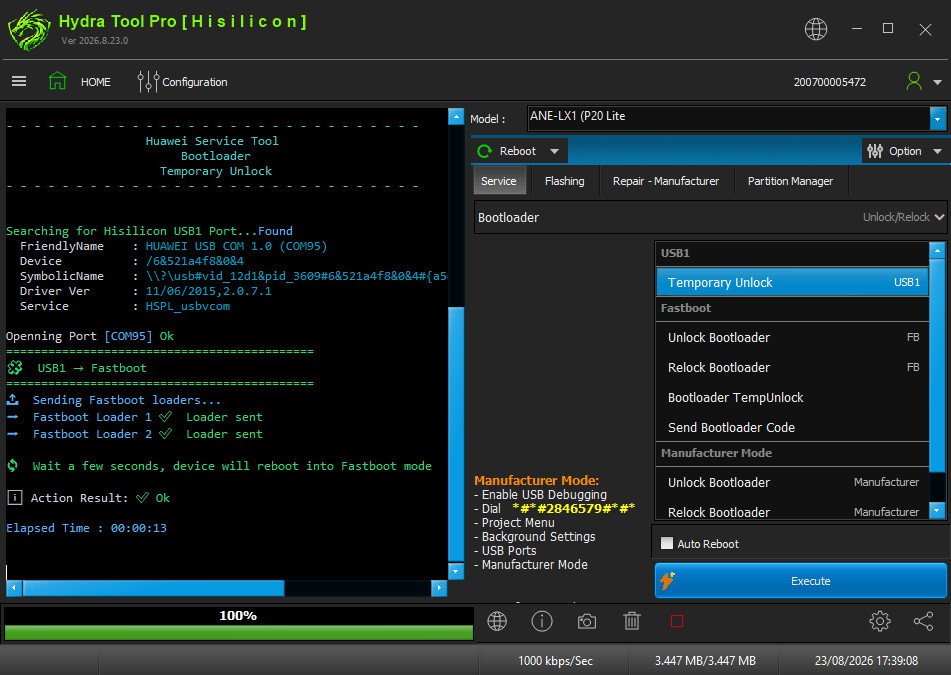 Hisilicon FRP temporary unlock step 1