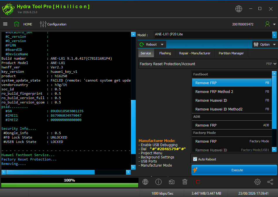 Hisilicon FRP temporary unlock step 2